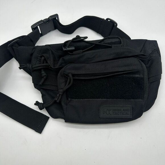 Highland Tactical Mobility Adjustable Waist Fanny Pack Bag Molle Webbing Black